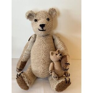 Mukluks Crochet Knit Teddy Momma and Baby Bear 2 PC Stuffed Animal Plush